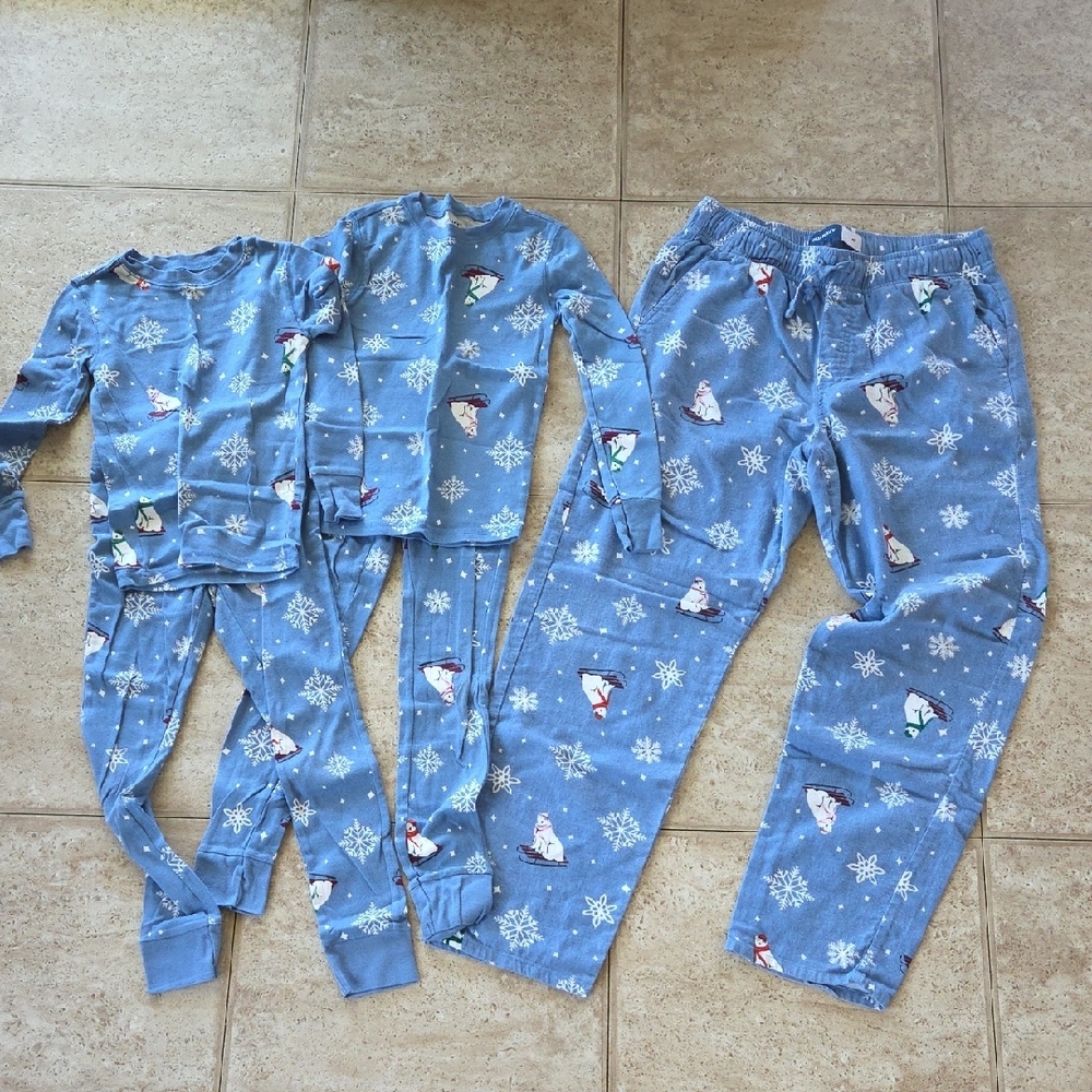 Blue Snowman Kids Pajamas Set